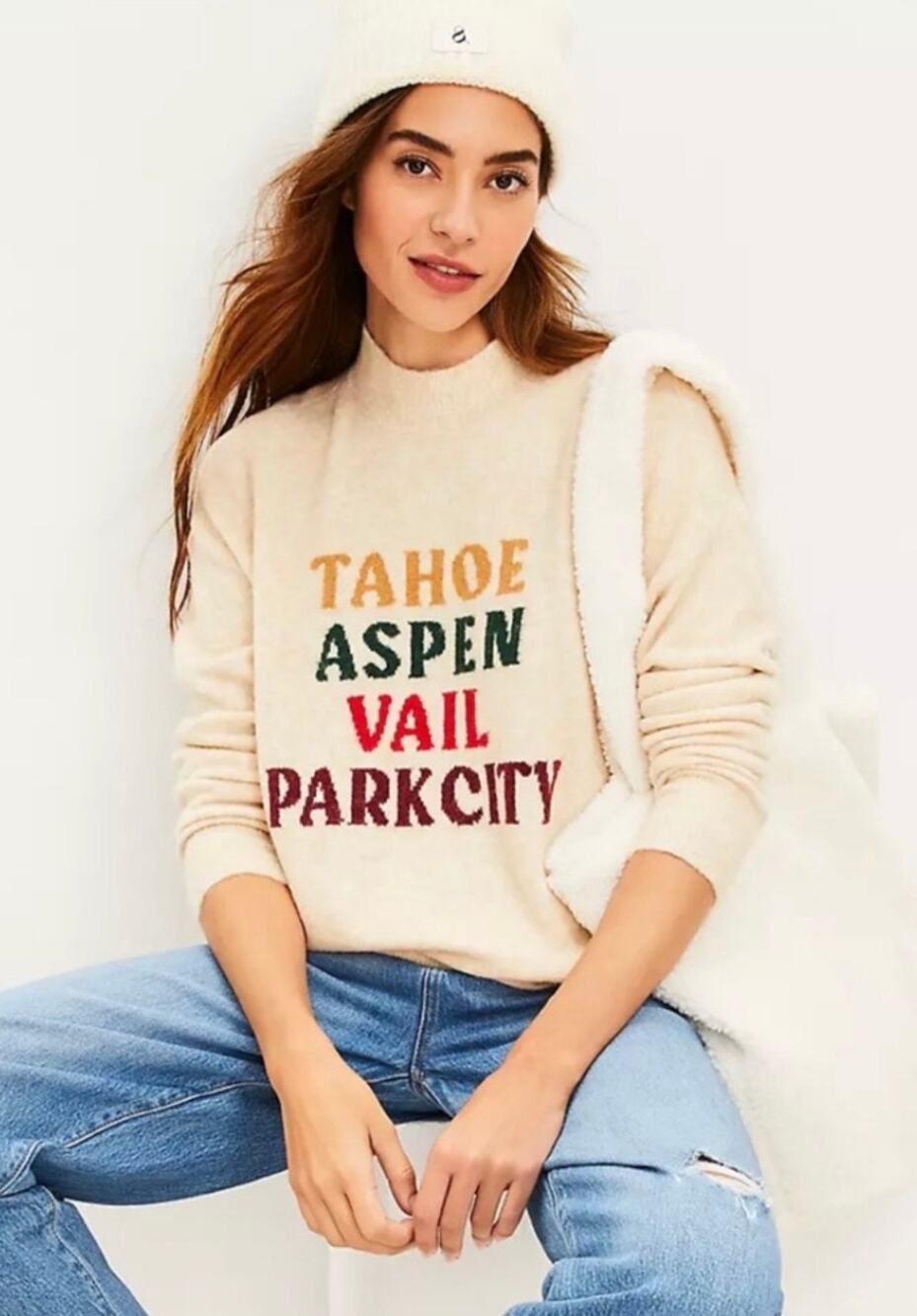 Lou & Grey Ski City Tan Knit Women’s Sweater-Size M